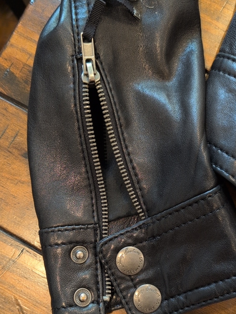 Juicy Couture Leather Ruffle Shoulder Moto Jacket Vintage Y2K - Picture 3 of 12